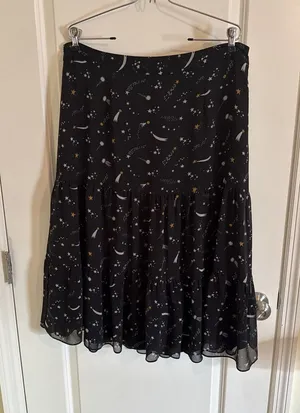 Boden Women's Frome Whimsical Celestial Midi Skirt US 12R Witchy Moon Stars thumbnail 1