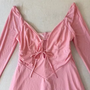 Marthea Mesh Mini Dress Womens Large Pink Tie Front Bell‎ Sleeve Coquette NWT thumbnail 9