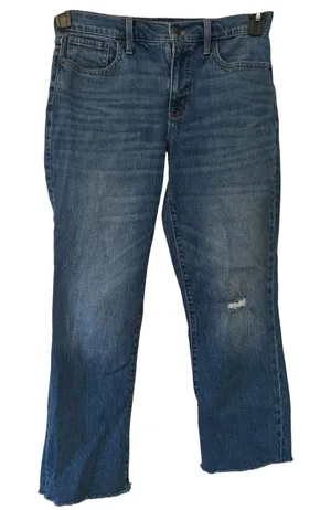 J Crew Mid Rise Flare Crop Jeans Blue Denim Distressed‎ Size 28 thumbnail 1