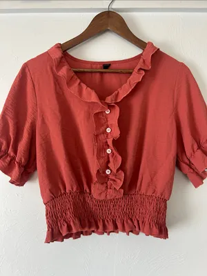 Lioness Coral Ruffle Front Peasant Top thumbnail 4