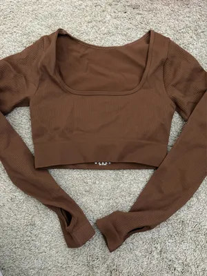 Amazon Square Neck Long Sleeve Women’s Ribbed thumbnail 1