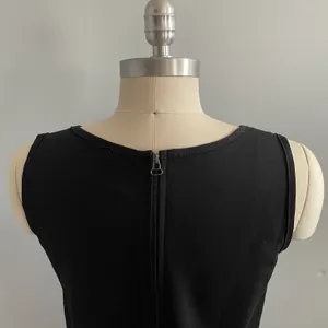 Leather Front Sheath Sleeveless Dress- Black- Size Medium thumbnail 5