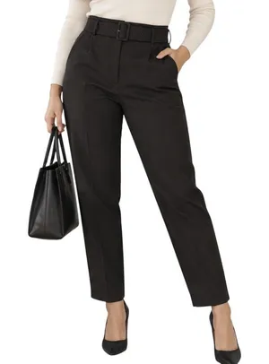 H&M Black Belted Tapered Ankle Pants Size 10 High Rise thumbnail 1