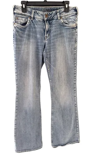 Silver Jeans Co Suki Y2k‎ Low Rise Bootcut Light Wash Denim Jeans Womens 30 thumbnail 1
