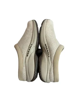 Merrell Oatmeal Canvas On Clogs Mules Slides Comfort Lightweight Size 7 Women's thumbnail 9