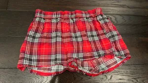 Pink Red Plaid Boxy Pajama Shorts thumbnail 1