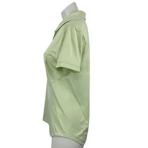 Lululemon Women's Green Quick Dry Short Sleeve Tennis Gold Athletic Polo Shirt M thumbnail 2