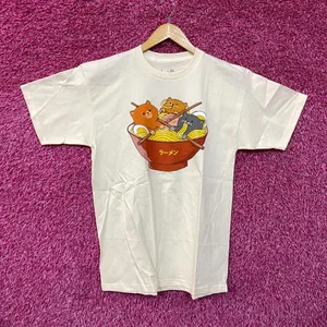 Ramen cat beige Tshirt size medium thumbnail 1