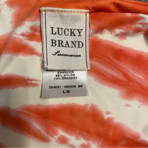 Lucky Brand Orange White 'Fireworks' Tie Dye High Waist Bikini Size L thumbnail 6