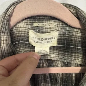 Ralph Lauren Denim & Supply RL Utility Shirt Size L Long Sleeve Flannel Plaid Shirt Grunge thumbnail 2