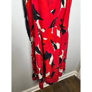 AMUR Black Red Slena Tie Back Floral Print Side Cut-Outs Square Neck Dress sz 8 thumbnail 6