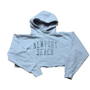 Brandy Melville John Galt Grey Cropped Oversized Newport Beach Hoodie One Size thumbnail 2