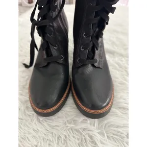 Naturalizer Callie black leather‎ lace-uP heeled bootie boots 10 thumbnail 2