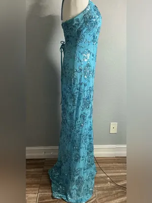 Lulus Blue Turquoise Maxi Dress Women’s Size L Long Formal Wedding Guest Summer. thumbnail 5
