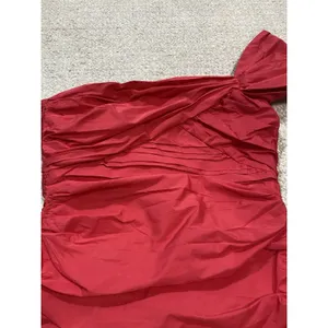 Zara Bright Red One-Shoulder Ruched Mini Dress Size S thumbnail 5