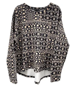 H&M Black‎ Snowflake Quilted High Low Sweater Medium Winter Fall Christmas Top thumbnail 1
