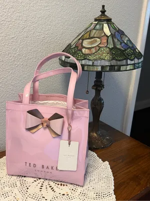 Ted Baker Pink Patent tote bag with Signature Bow Accent NWT thumbnail 12