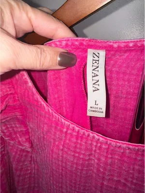 Zenana Gauze Acid Wash Ruffle Sleeve Top in Fuchsia thumbnail 3