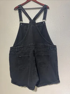 City Chic Wash Black Denim Short Overalls Romper Womens Plus Size 20 thumbnail 3
