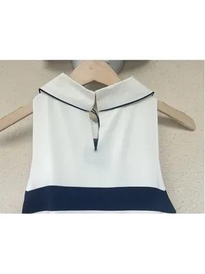 Tuckernuck Ivory Stripe Marina Midi Dress Small Collared Coastal Nautical Prep thumbnail 8