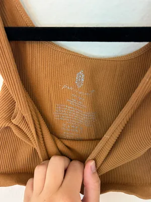 Free People Movement Tan Happiness Runs Square Neck Crop thumbnail 4