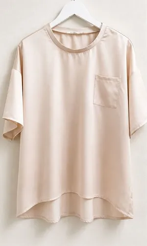 Ellison‎ Satin Pajama Set SS Top and Shorts Beige Size Large Neutral Comfy Soft thumbnail 1