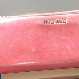 Designer Miu Miu Coral Pink Leather Wallet thumbnail 14