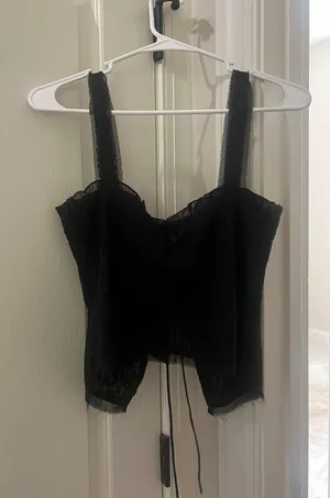 Black Lace Tie Shirt Medium thumbnail 4