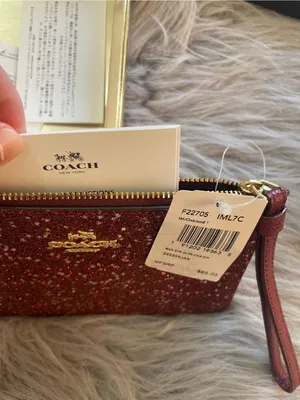 NWT COACH Glitter Star Wristlet Pouch in Red thumbnail 6