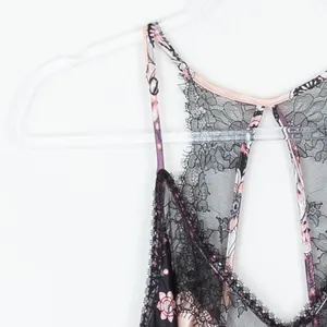 Linea Donatella Floral Paisley Lace‎ Trim Chemise Slip Dress M Purple Pink Satin thumbnail 4