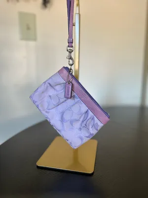 Coach Signature Pleated Lilac Wristlet (Style F43434 thumbnail 7