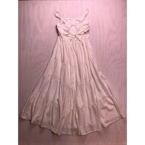 Hello Molly Midi Dress Women 4 White Linen Blend Tiered‎ Boho Sundress thumbnail 9