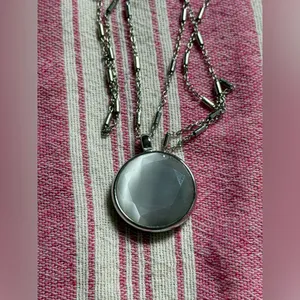 LOFT double sided silver pendant necklace - grey druzy and white pearl thumbnail 5