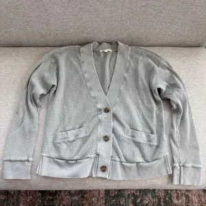 Mododoc Waffle Knit Button Front Pocket Cardigan Cozy Summer Sweater Small thumbnail 11
