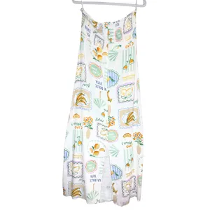 Paper Heart Strapless Fruit Print Maxi Dress Size XL Resort Vacation Linen Boho thumbnail 15