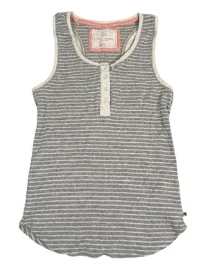 Y2K Abercrombie & Fitch Ribbed Henley Tank Top Size XS Gray Striped Preppy 90s thumbnail 1