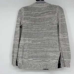 Field Flower Anthropologie‎ Bird Print Mixed Media Cardigan Sweater Gray Small thumbnail 2