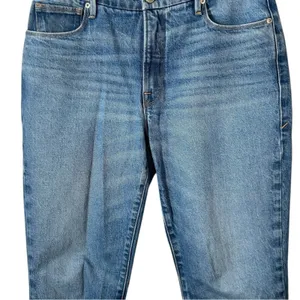 Good American Good Girlfriend Jeans 27 Cropped Raw Hem Medium Wash thumbnail 5