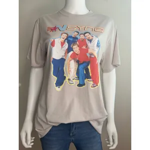 NSYNC 2000s Boy Band Oversized Graphic Tee‎ Cream Mineral Wash Women Small NWOT thumbnail 4