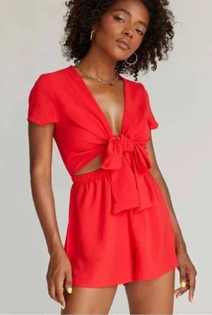 Princess Polly Red Romper thumbnail 1