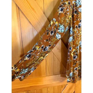 Papermoon Women’s Brown Multicolor Floral Long Sleeve Blouse Top Size Small (733 thumbnail 2