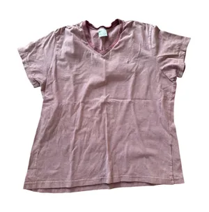 Nike Womens V Neck T Shirt Pink White Striped Short Sleeve Tee Size M thumbnail 1