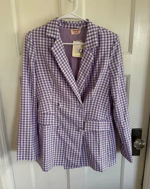 NWT‎ Showpo Quick to Win purple gingham blazer size US6 thumbnail 1
