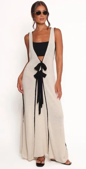 Knit Maxi Dress Tan Size M thumbnail 1