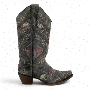 Corral Western Cowboy Boots Gray Floral Gems Embroidered Country Concert Size 9 thumbnail 6
