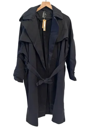 SKIMS NWT Boyfriend Fleece Oversized Trench Coat - Onyx XS thumbnail 3