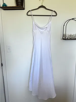 Resa White Sleeveless Cowl Neck Midi Slip Dress Size XS thumbnail 2
