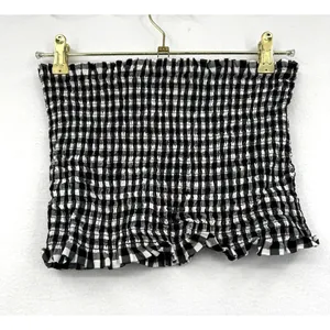 Heart Hips Gingham Smocked Tube Top Black White Check Size L Cottagecore Summer thumbnail 2