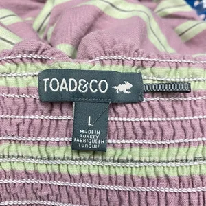 Toad & Co Tie Strap Sleeveless Women’s Dress Size L Purple Green Striped thumbnail 6