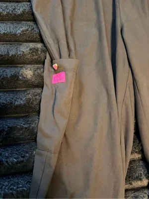 Betsey Johnson Black Drawstring Cargo Scrub Pants with Pink Heart Accents thumbnail 3